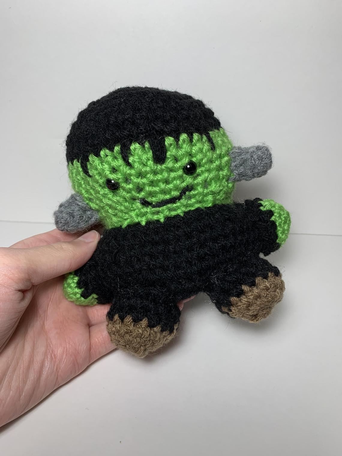 Crocheted Frankenstein Stuffed Toy (for Halloween and fall) (decor or toy)